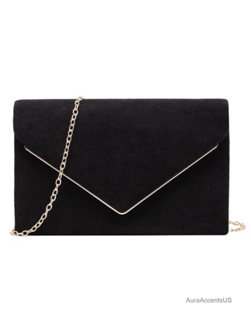 Faux Suede Evening Clutch Purse for Women, Detachable Chain Shoulder Strap